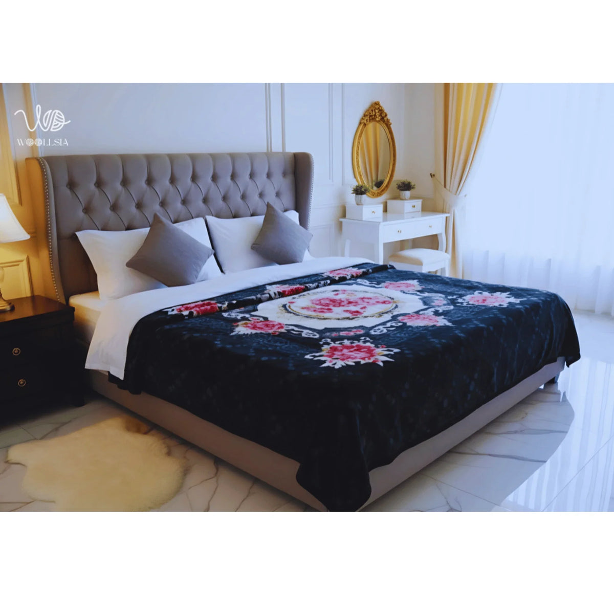 7 lb _Black King Size Korean Embossed Blanket –2-Ply