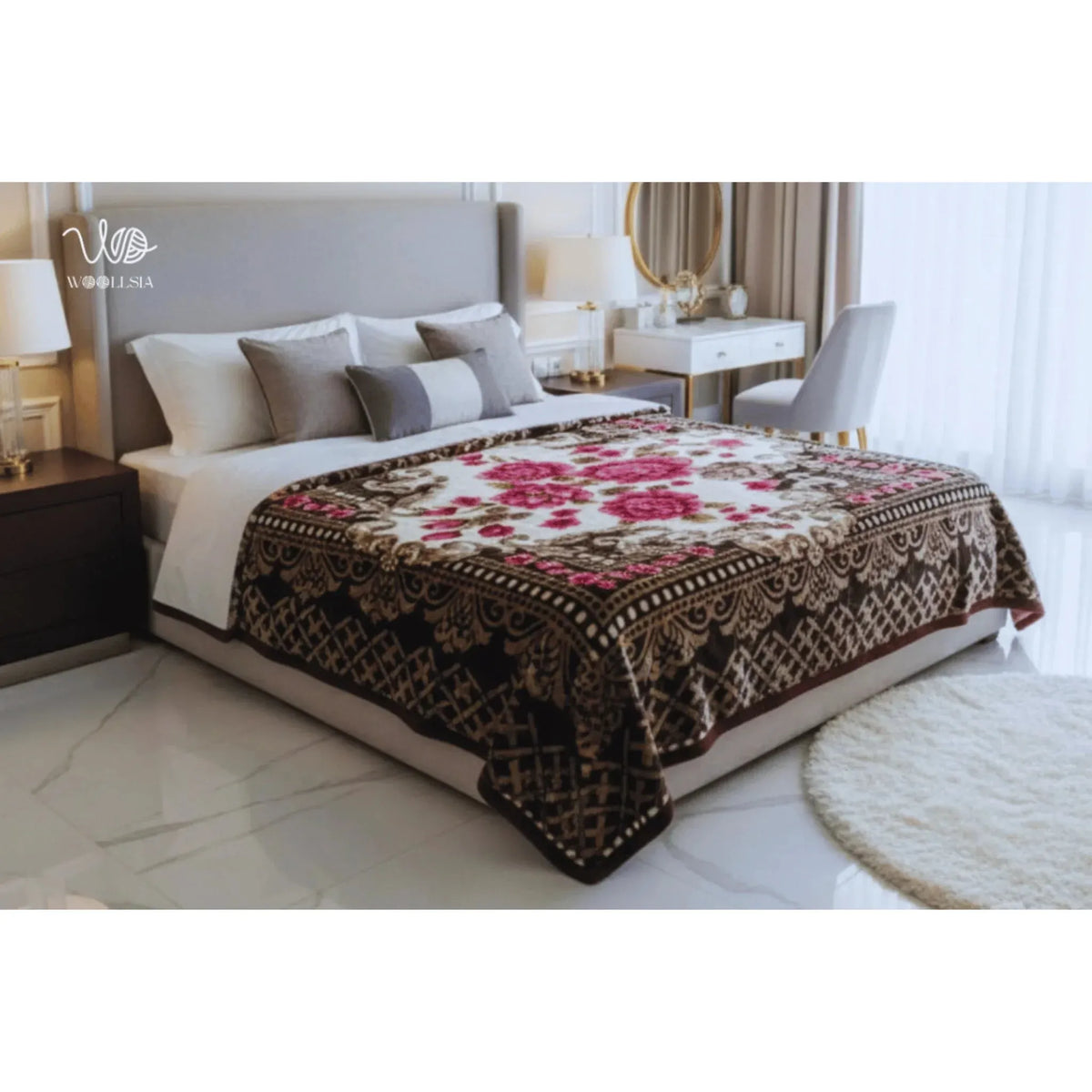 WoollSia  Premium-King Size Embossed Korean Blanket 10Ib – 2-Ply