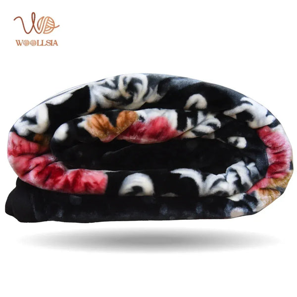 7 lb _Black King Size Korean Embossed Blanket –2-Ply