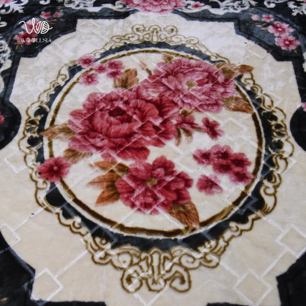 7 lb _Black King Size Korean Embossed Blanket –2-Ply