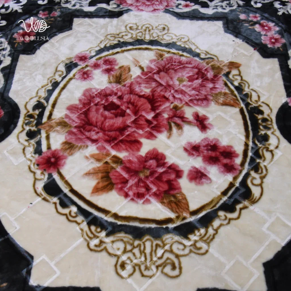 7 lb _Black King Size Korean Embossed Blanket –2-Ply