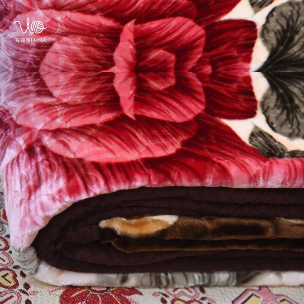 7 lb _Brown King Size Korean Embossed Blanket –2-Ply Plush