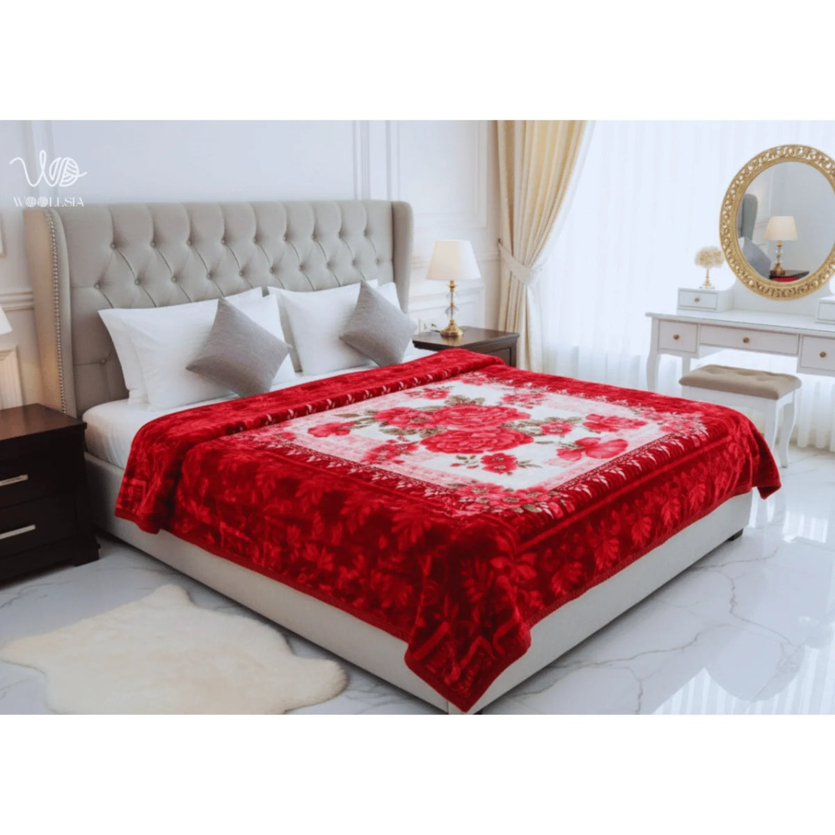 Red King Size Korean Embossed Blanket – 7 lb 2-Ply Soft Plush