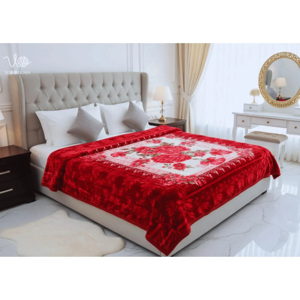 Red King Size Korean Embossed Blanket – 7 lb 2-Ply Soft Plush