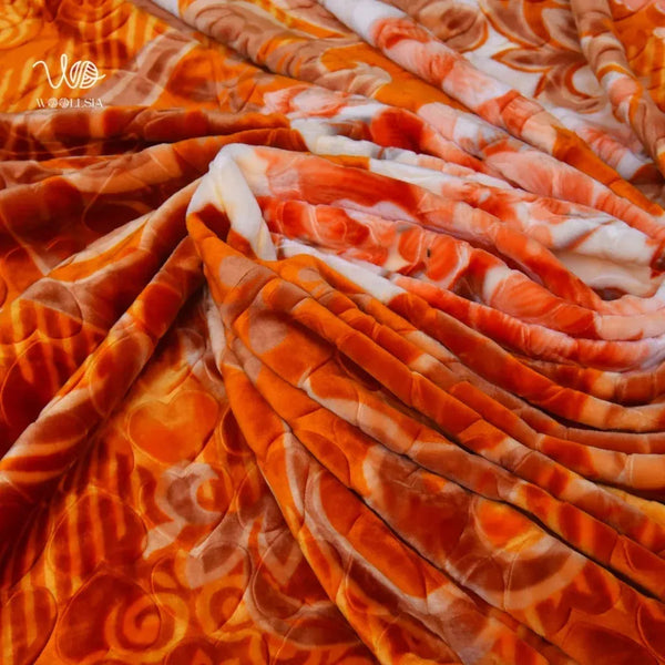 Korean Royal Embossed Blanket – King Size, Orange, 10 lb 2-Ply