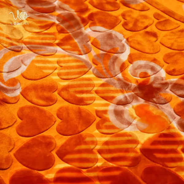 Korean Royal Embossed Blanket – King Size, Orange, 10 lb 2-Ply