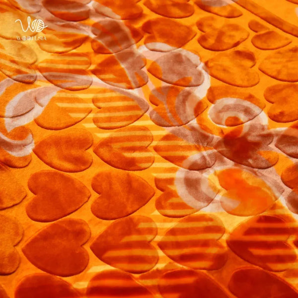 Korean Royal Embossed Blanket – King Size, Orange, 10 lb 2-Ply