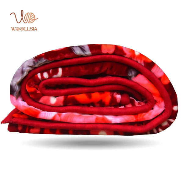 Korean Royal Touch Blanket – King Size, Red , 10 lb 2-Ply Korean Embossed