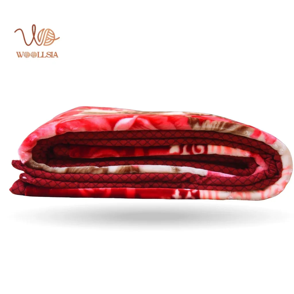 Red King Size Korean Embossed Blanket – 7 lb 2-Ply Soft Plush