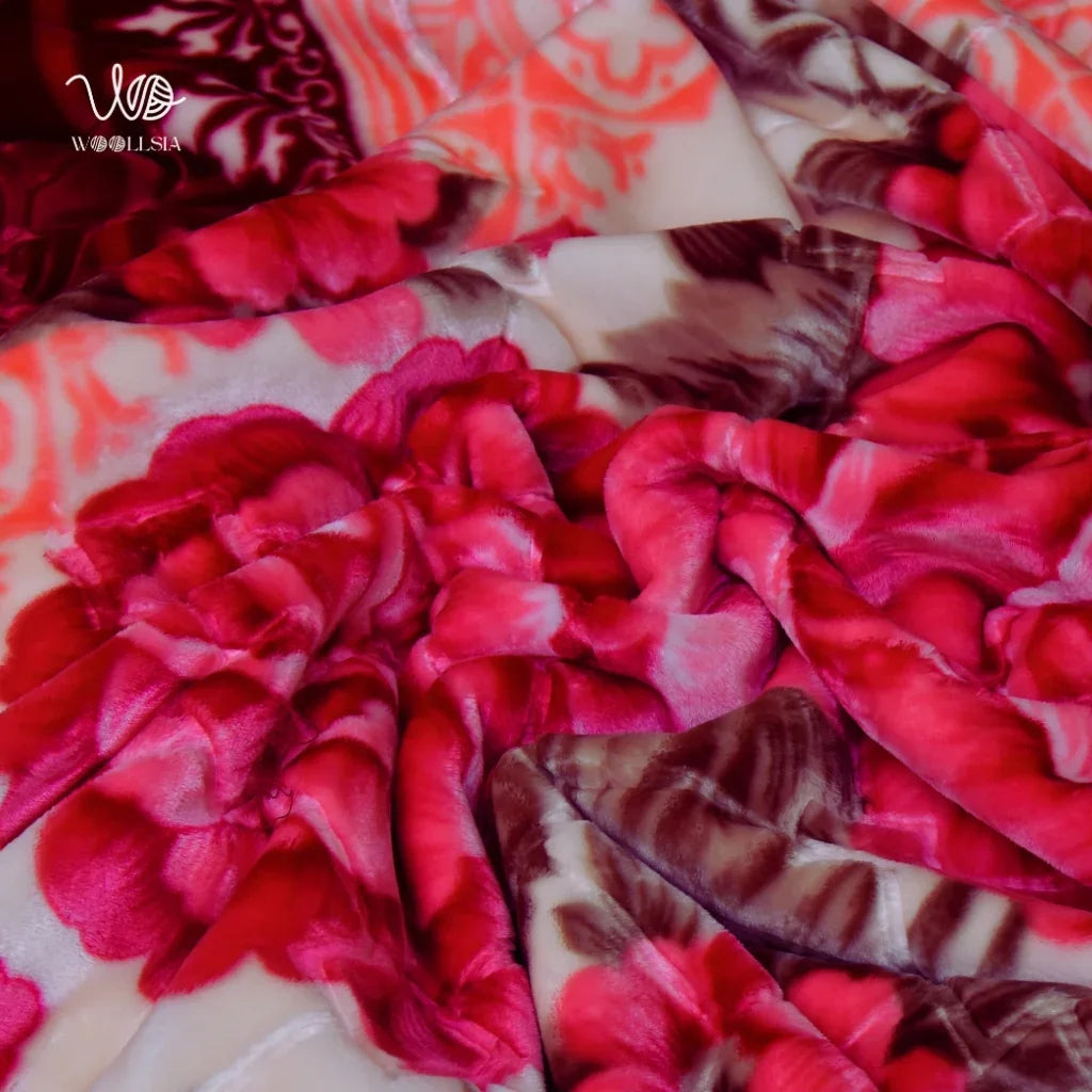 Red King Size Korean Embossed Blanket – 7 lb 2-Ply Soft Plush