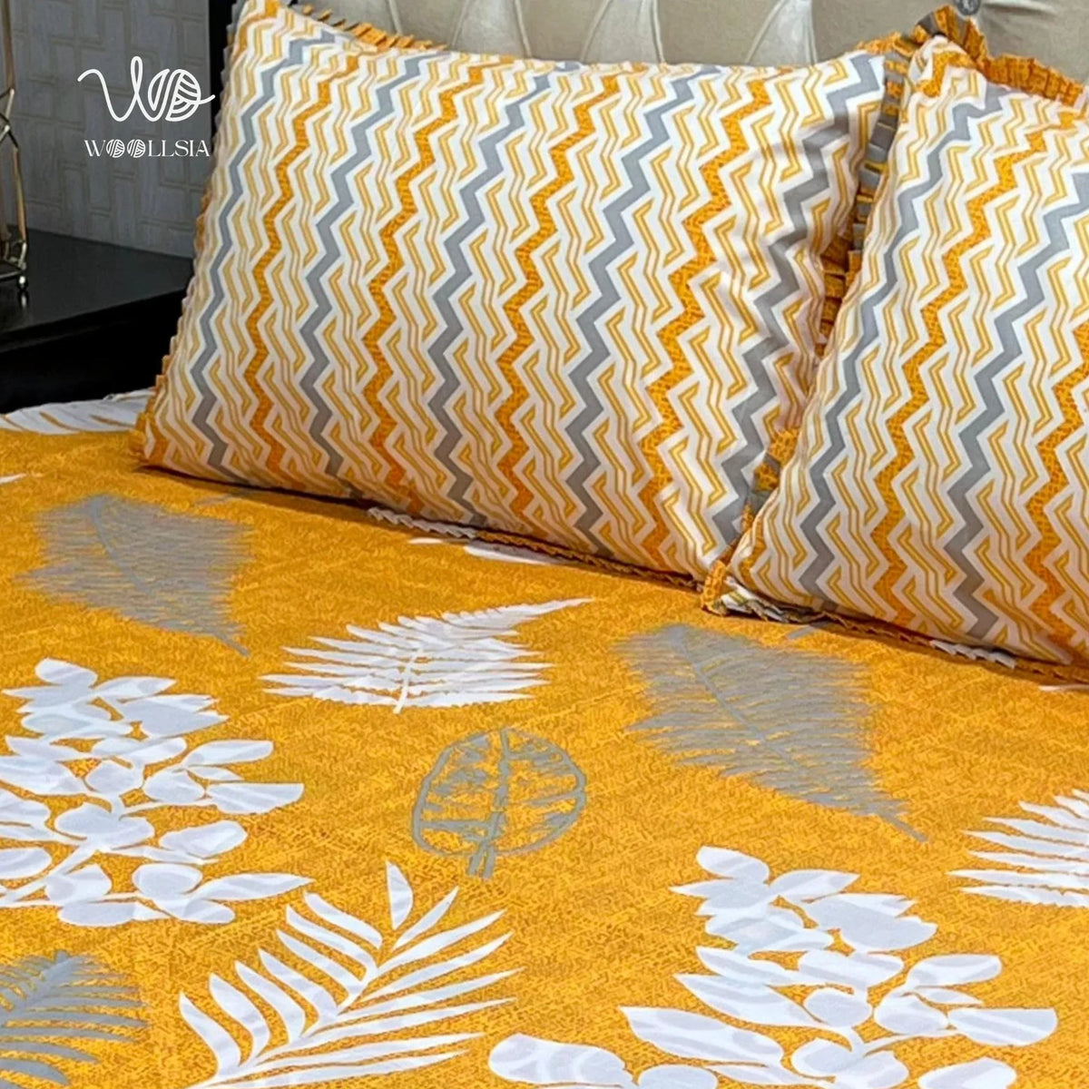 3 Pcs Frill King Cotton Bed Sheet | Woollsia