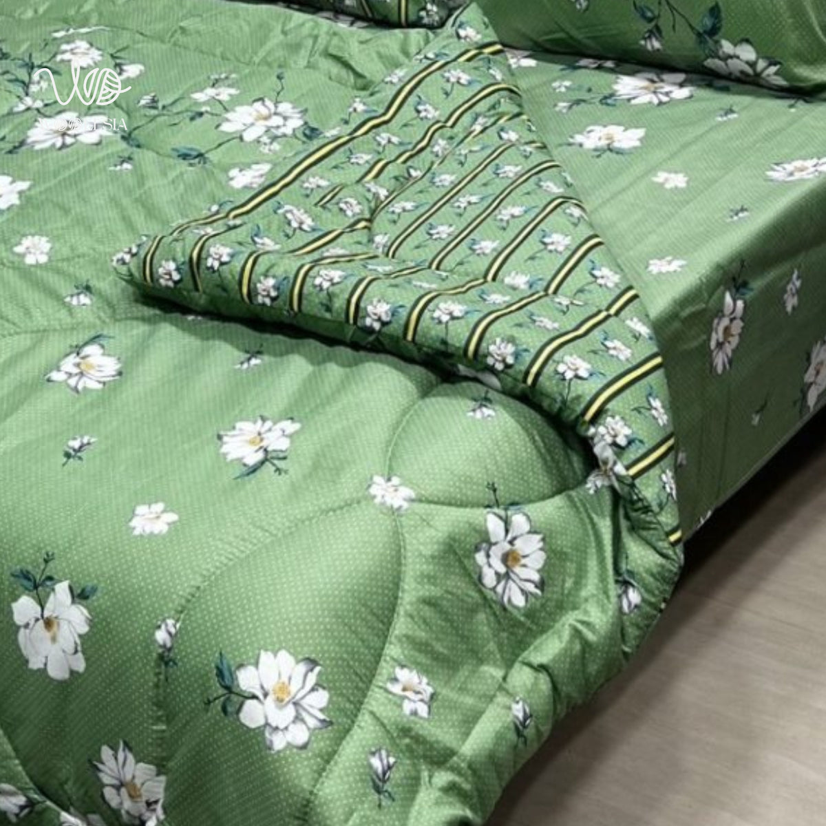 6pc Green Tulip Winter Razai Set