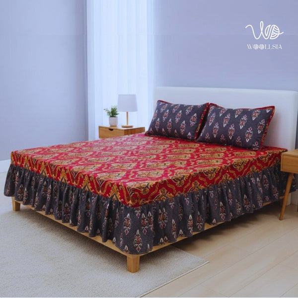Cotton Double Bed Frill Bedsheet | Woollsia