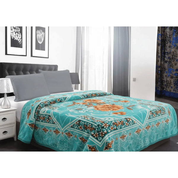 Royal Collection Pakistani King Size Blanket, Firozi 2-Ply