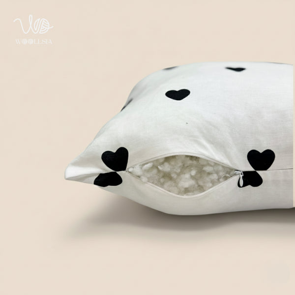 Woollsia Heart Love Pattern Square Filled-Cushion
