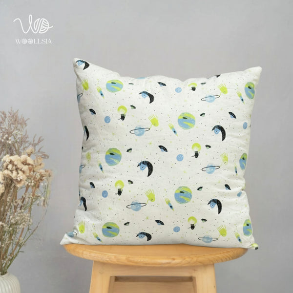 Filled-Cushion Cartoon Space & Planets Design Printed