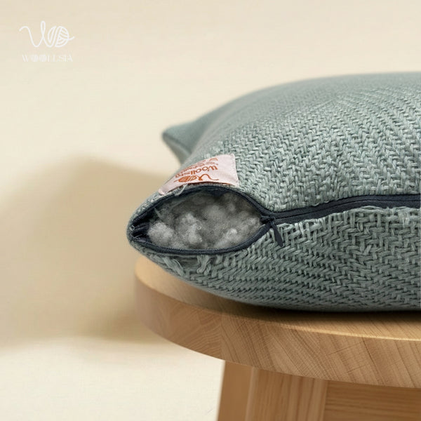 Filled-Cushion Una Heritage Herringbone Woven sqaure pillow