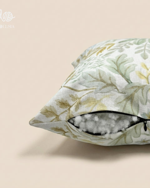Luxury Filled Cushion Sage Leaf Printed