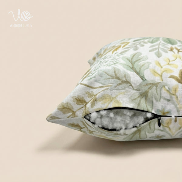 Luxury Filled Cushion Sage Leaf Printed