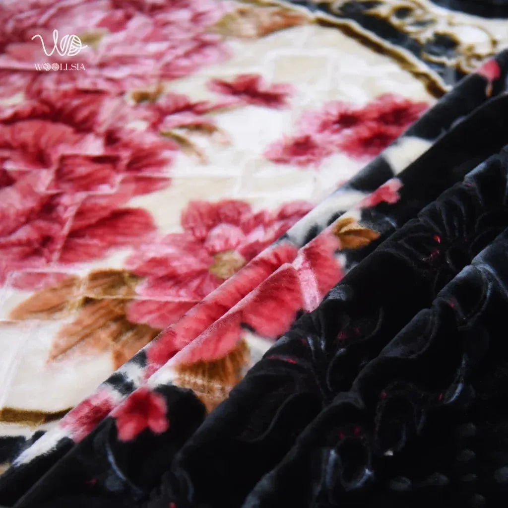 7 lb _Black King Size Korean Embossed Blanket –2-Ply