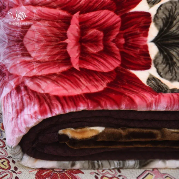 7 lb _Brown King Size Korean Embossed Blanket –2-Ply Plush