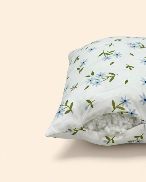 Veronica Myosotis Decorative Pillow in Blue Floral Pattern Size (14,16,18)