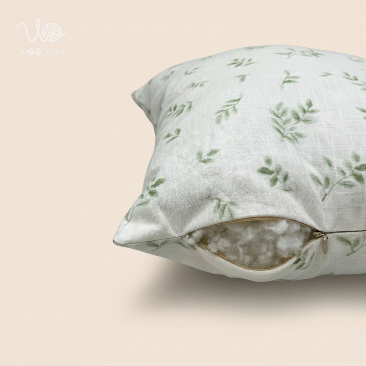 Floral Leaves Green Plant Printed Filled-Cushion