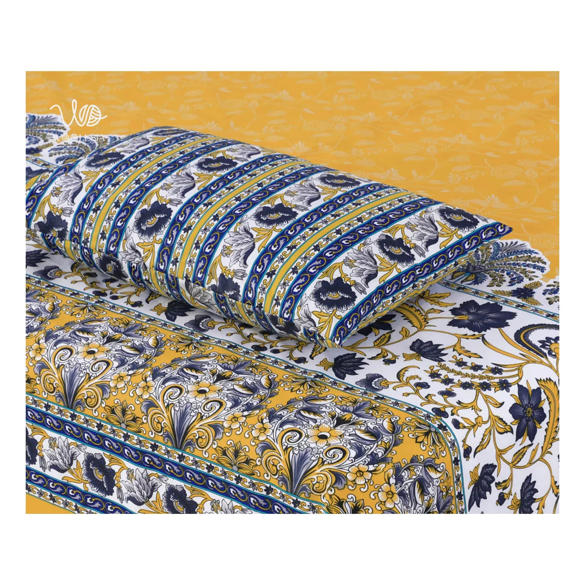 Cotton Frill 3pc Yellow Bedsheet