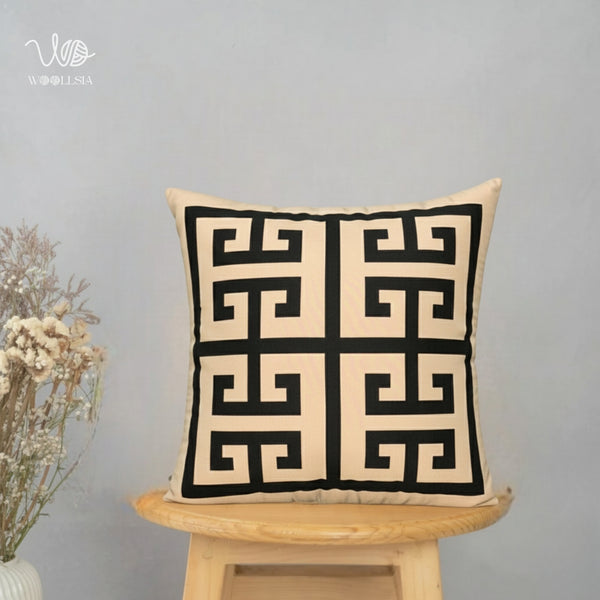 Modern Greek Key Accent Filled Cushions