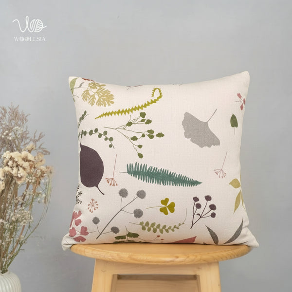 Filled-Decorative Botanical Leaf Design Cushion