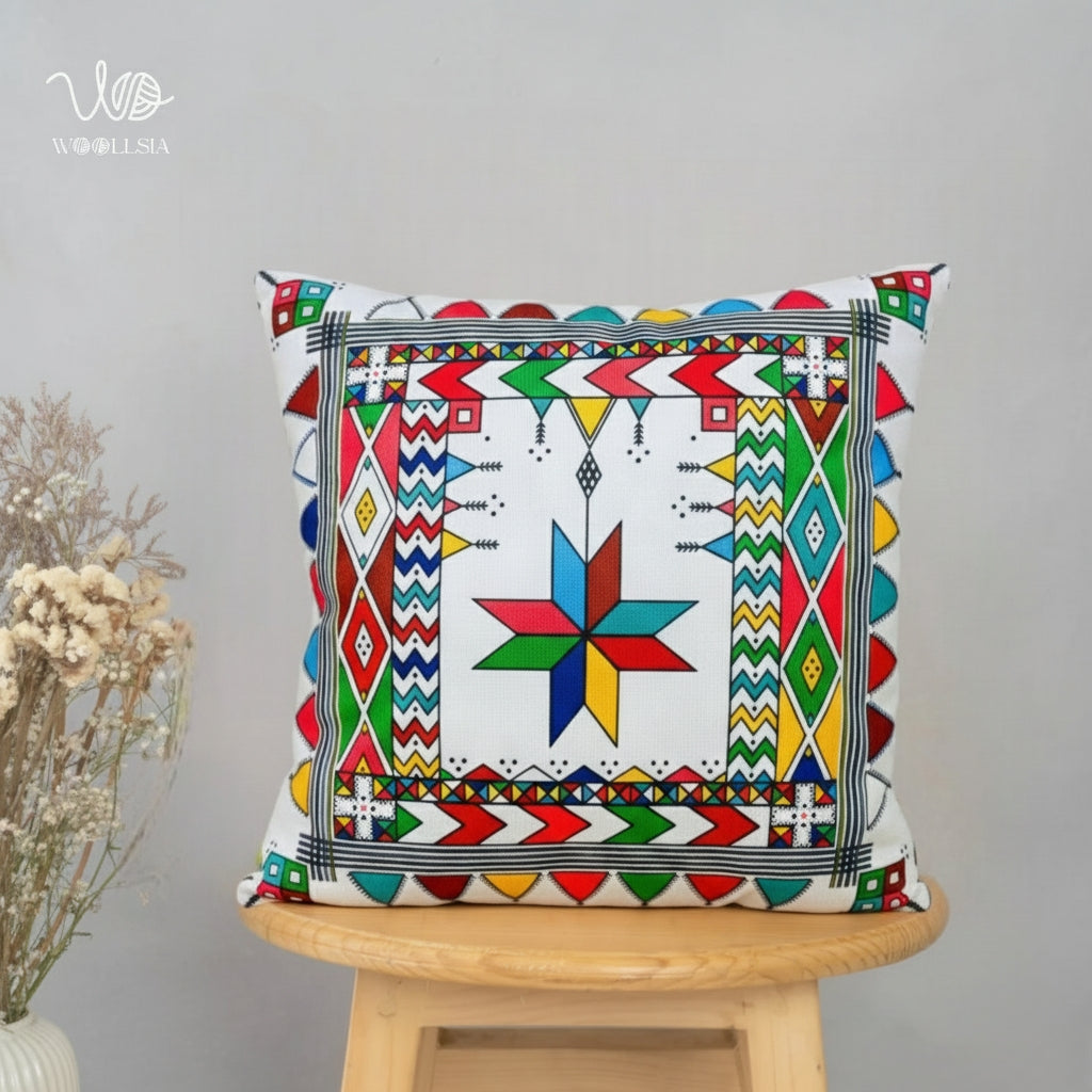 Filled-Modern Saudi Arabia Al-Qatt Art Inspired Cushion Cover