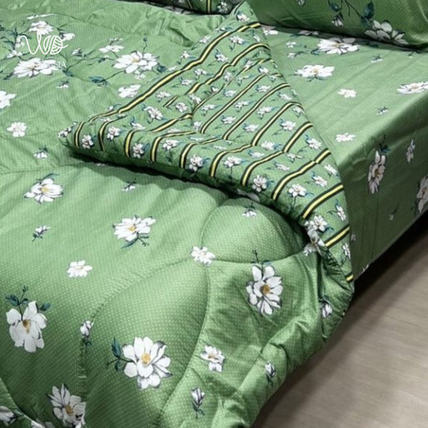 6pc Green Tulip Winter Razai Set