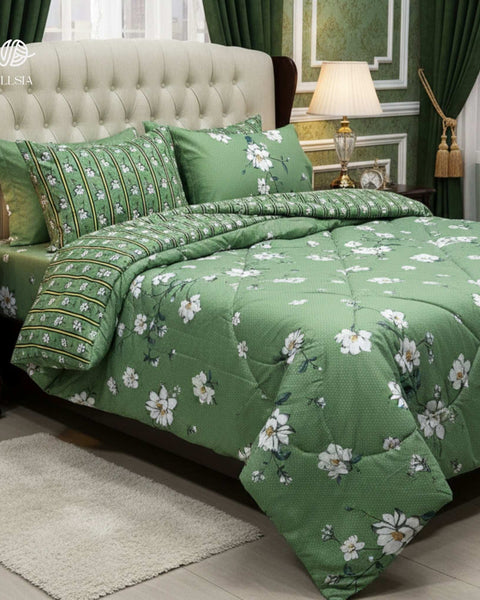 6pc Green Tulip Winter Razai Set