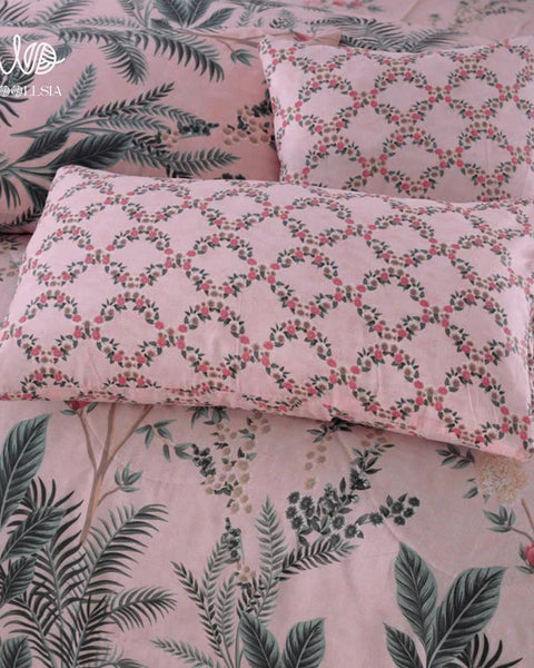 Pink Cotton Comforter Set - 7 Pcs