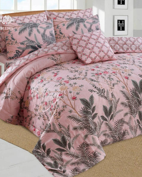 Pink Cotton Comforter Set - 7 Pcs