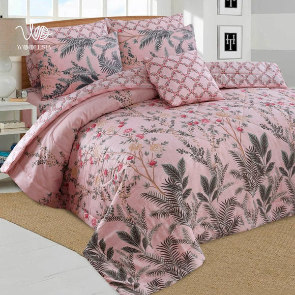 Pink Cotton Comforter Set - 7 Pcs