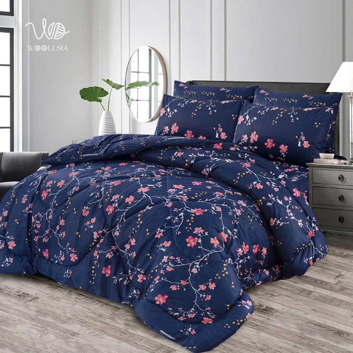 7 Pcs-Comforter Set King Size Design