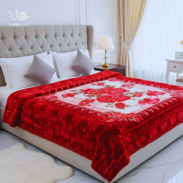Red King Size Korean Embossed Blanket – 7 lb 2-Ply Soft Plush