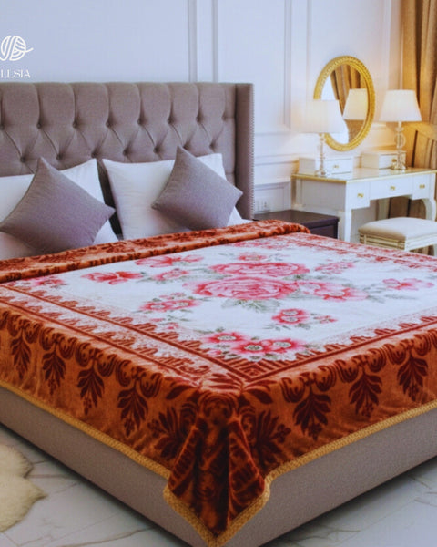 King Size 7 lb 2-Ply Korean Embossed Fleece Blanket – Luxury Orange