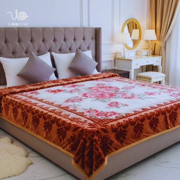 King Size 7 lb 2-Ply Korean Embossed Fleece Blanket – Luxury Orange